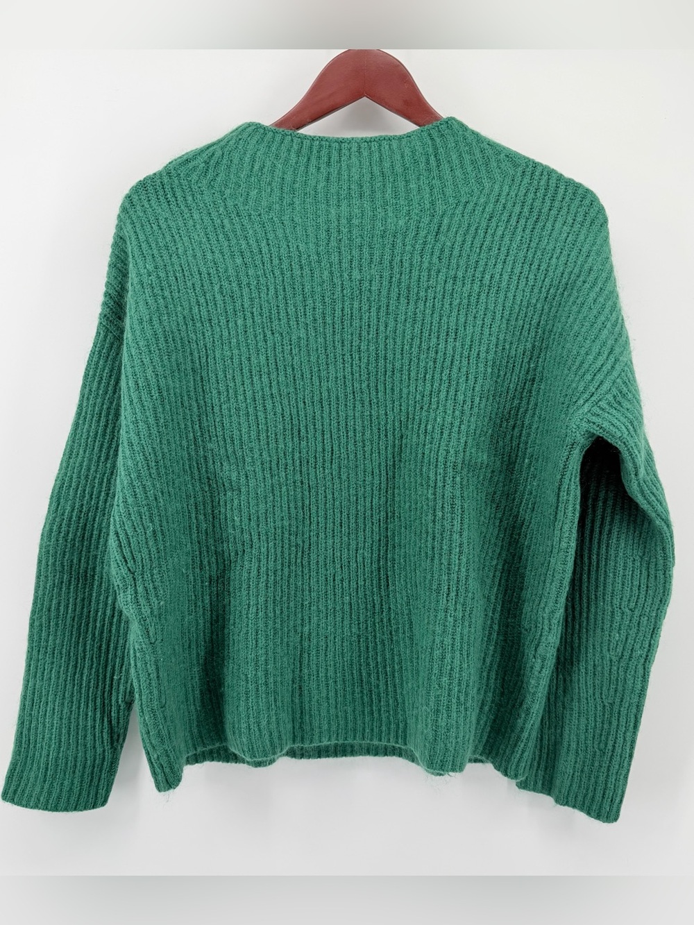 Luisa Cerano Sz 12 Large Virgin Wool Mohair Chunky Emerald Green Ribbed Sweater